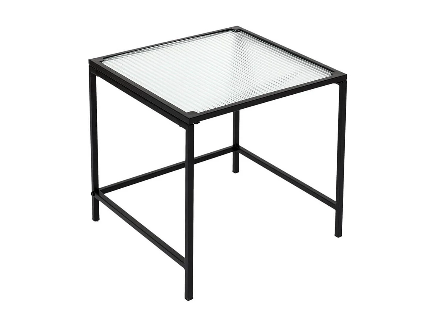 GLASSI - Tables Gigognes Noires Plateau en Verre Texturé