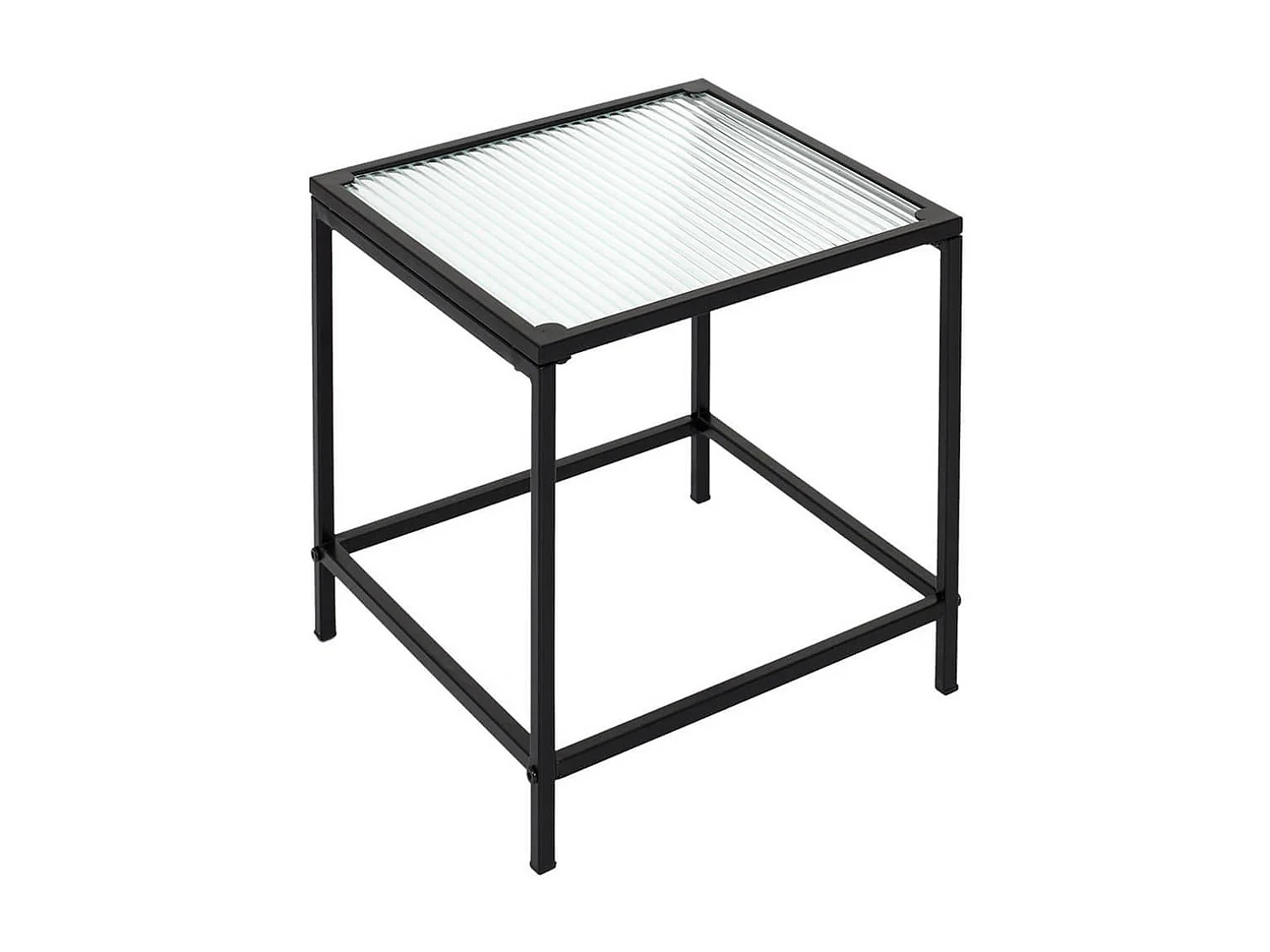 GLASSI - Tables Gigognes Noires Plateau en Verre Texturé