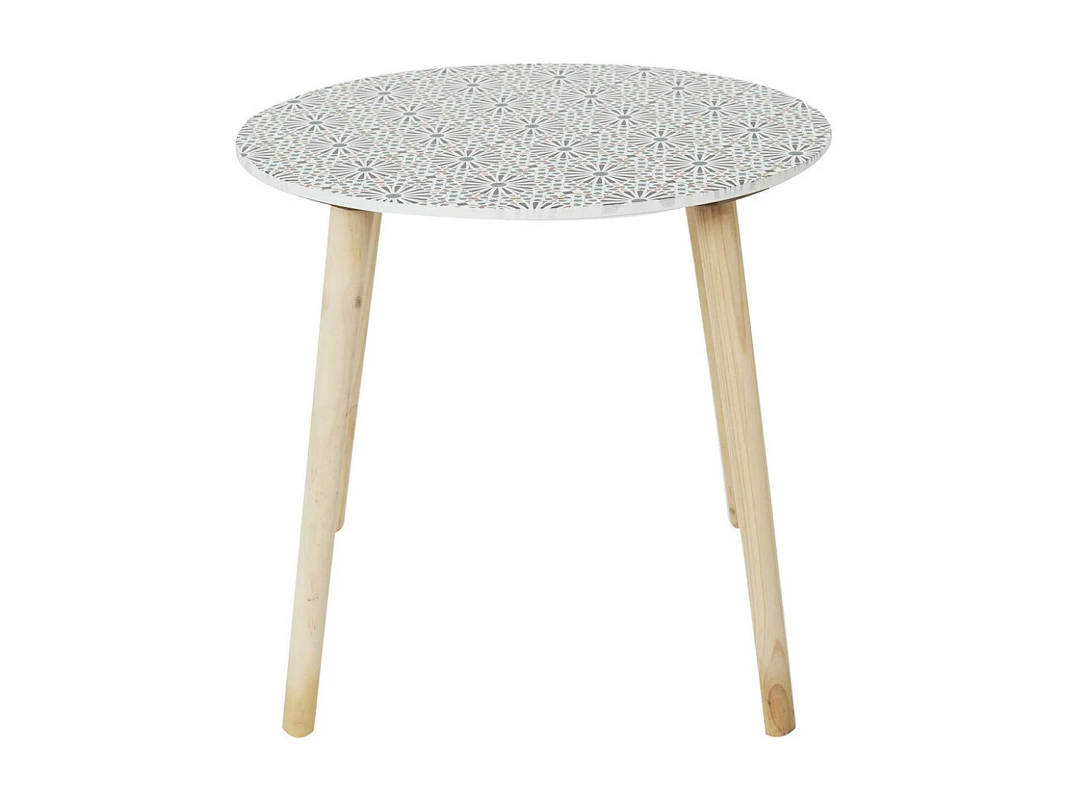 DISSA - Lot de 2 Tables Gigognes Motifs Floraux Pieds Bois