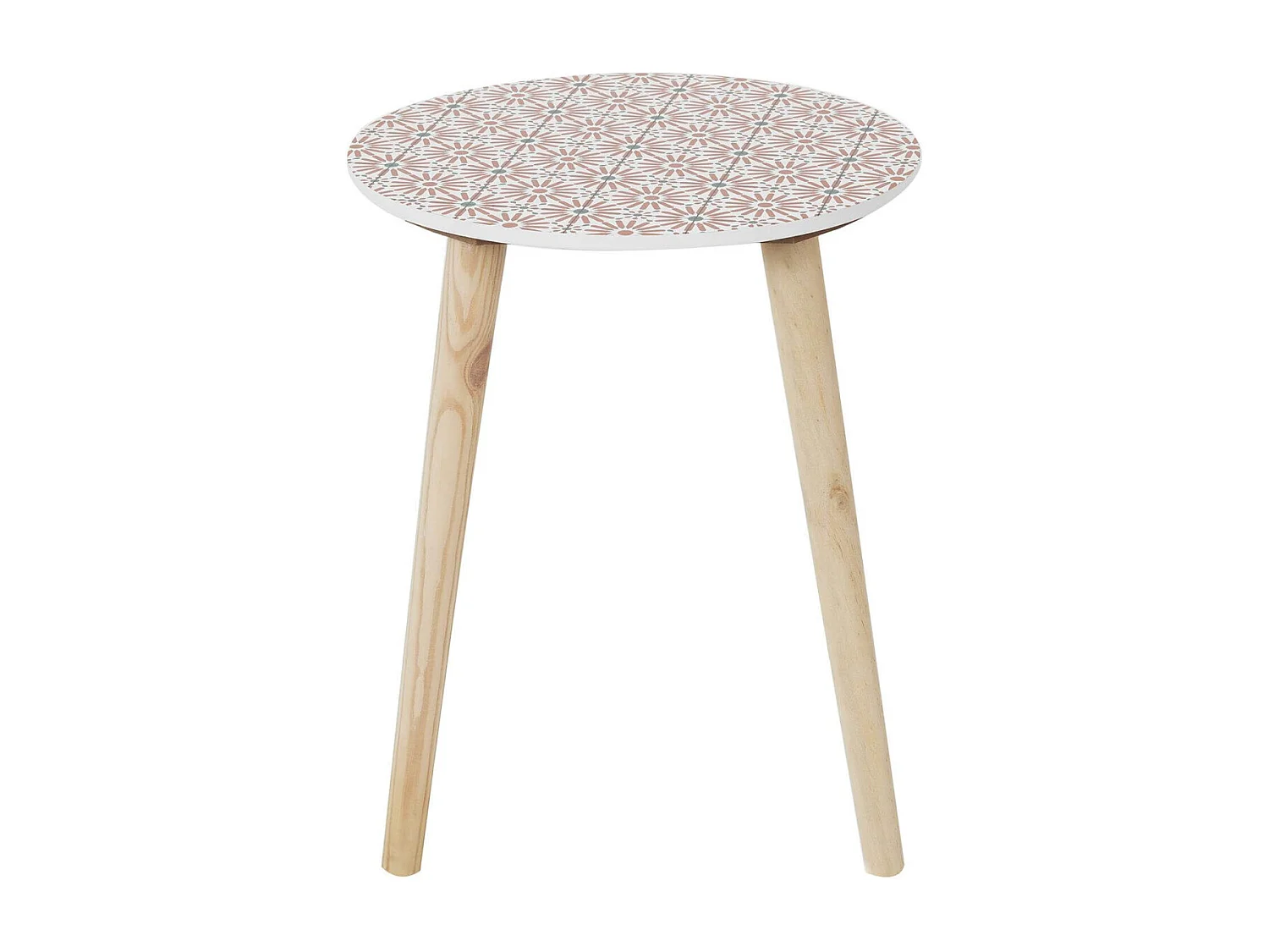 DISSA - Lot de 2 Tables Gigognes Motifs Floraux Pieds Bois