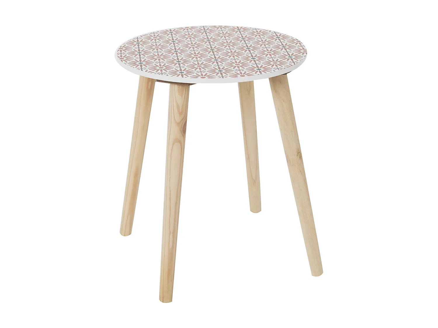 DISSA - Lot de 2 Tables Gigognes Motifs Floraux Pieds Bois