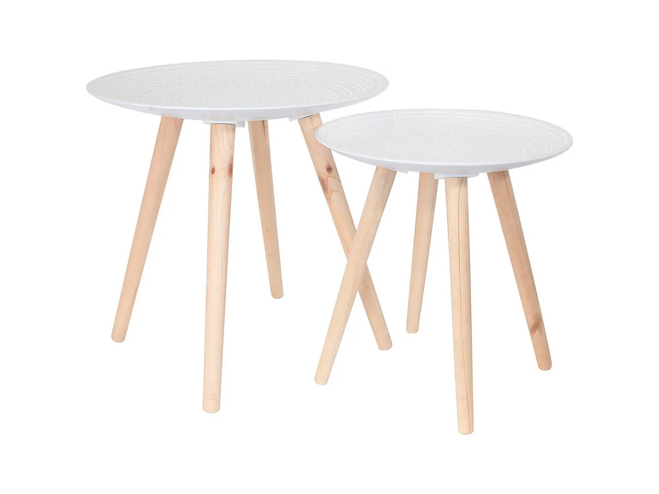 TANIA - Tables Gigognes Blanches Motif Gouttelettes