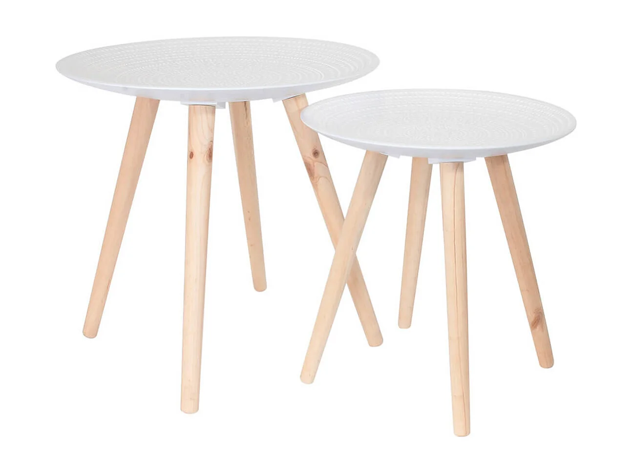 TANIA - Tables Gigognes Blanches Motif Gouttelettes