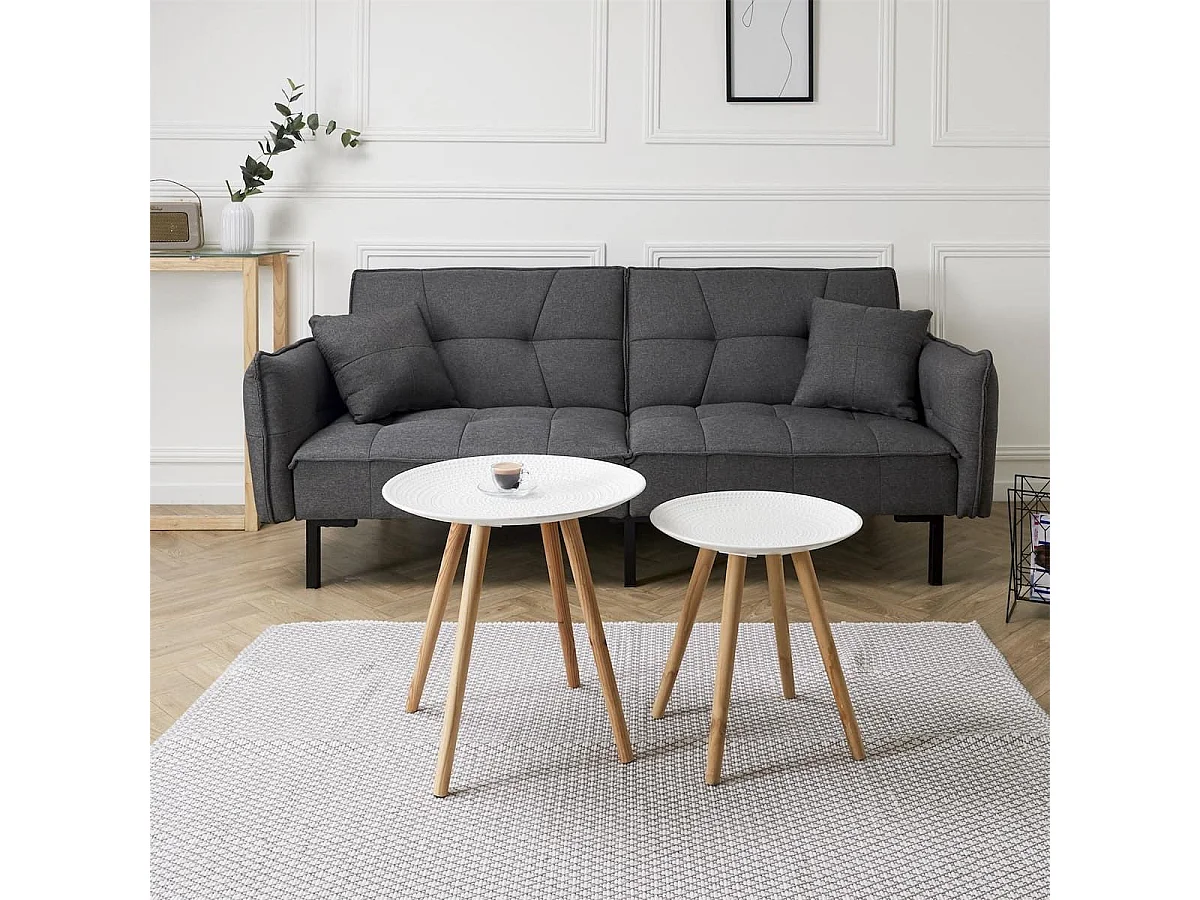 TANIA - Tables Gigognes Blanches Motif Gouttelettes