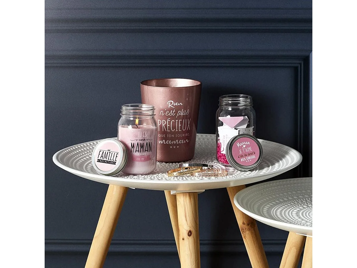 TANIA - Tables Gigognes Blanches Motif Gouttelettes