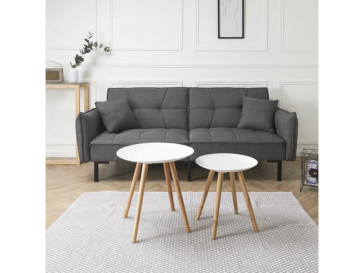 TANIA - Tables Gigognes Blanches Motif Gouttelettes