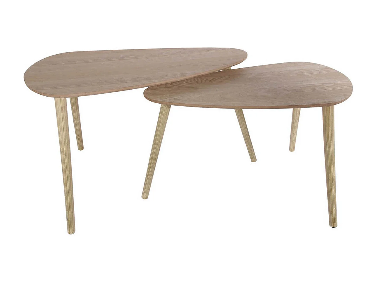 BRUNA - Lot de 2 Tables Gigognes Triangulaires XL Effet Bois