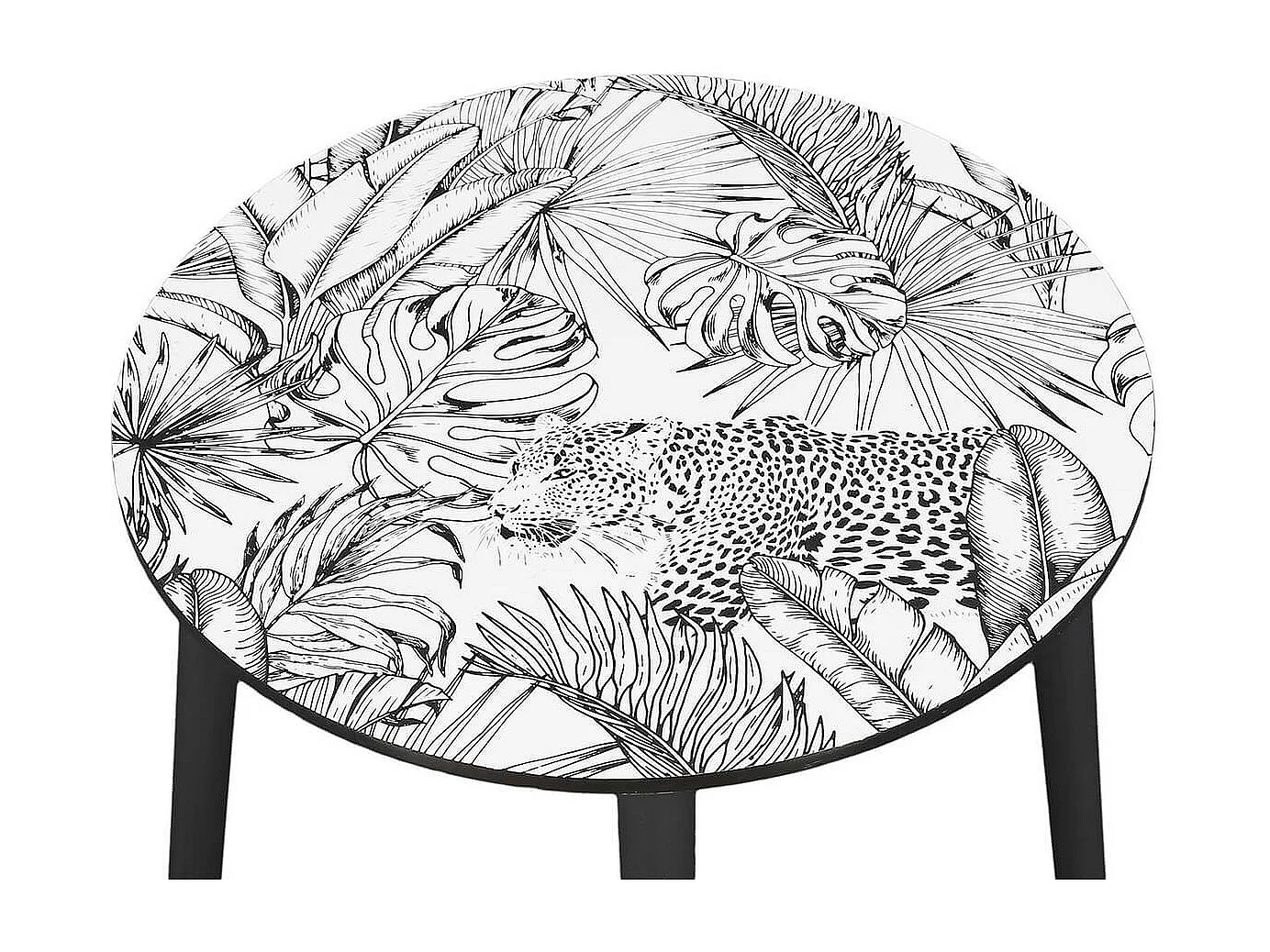 LEILANIE - Lot de 2 Tables Gigognes Plateaux Motif Jungle