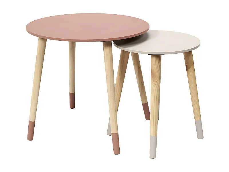 PONY - Tables Gigognes Scandinaves Bicolores Rose