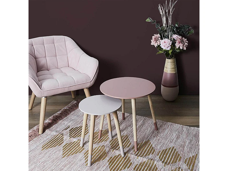 PONY - Tables Gigognes Scandinaves Bicolores Rose