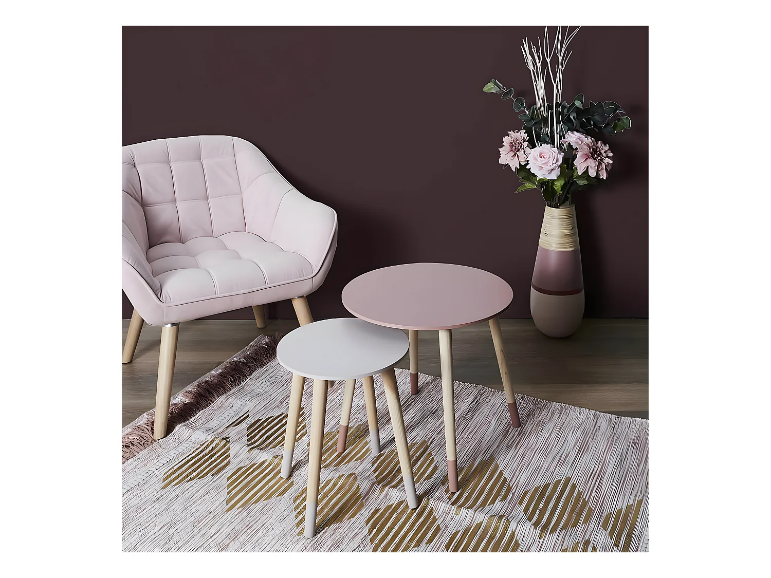 PONY - Tables Gigognes Scandinaves Bicolores Rose