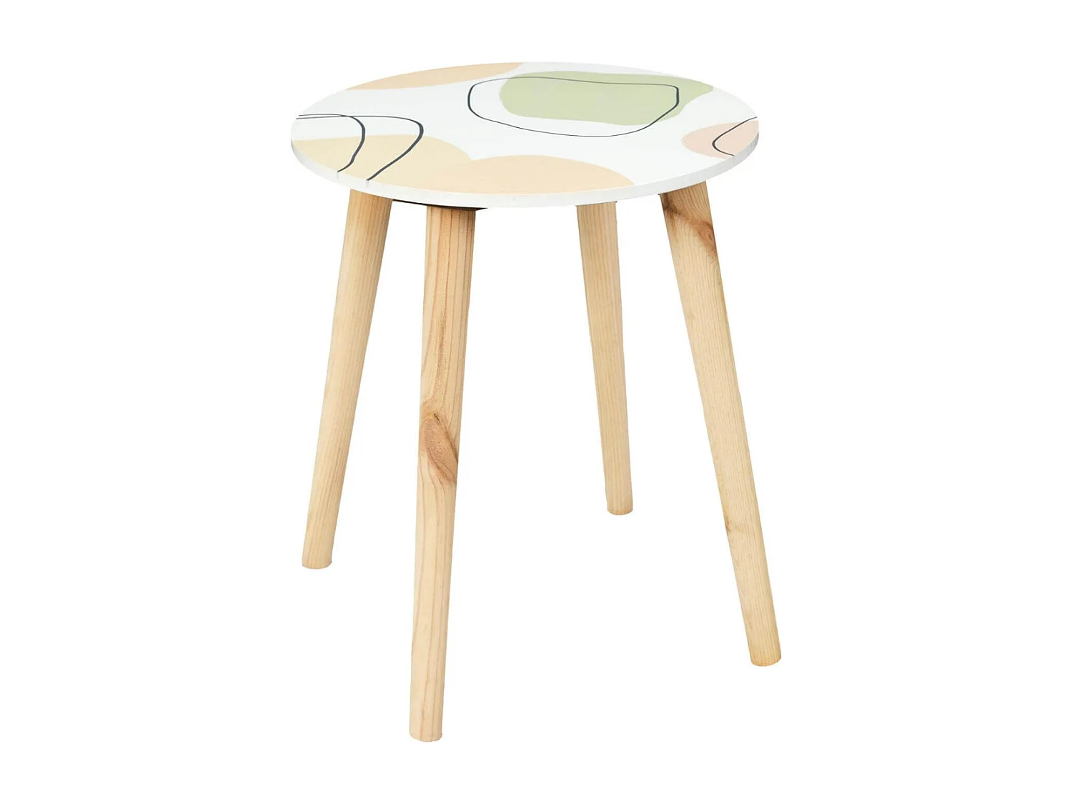 DISSA - Lot de 2 Tables Gigognes Motifs Abstraits Pieds Bois