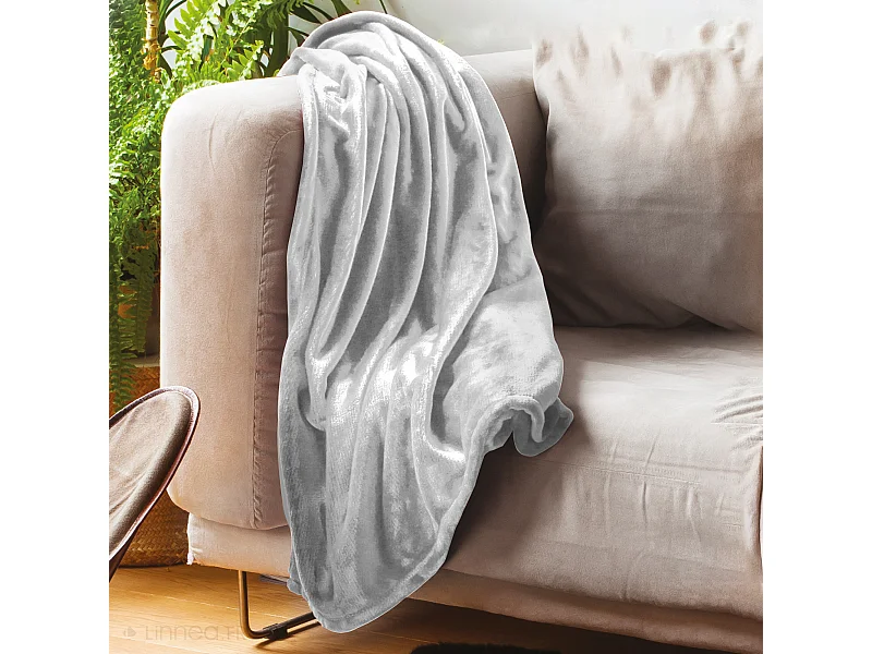 Plaid polaire 150x200 cm microvelours 100% Polyester 280 g/m2 VELVET Gris Perle