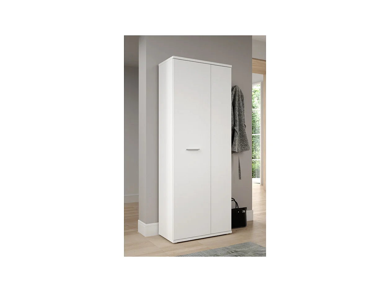 Meuble à chaussure blanc 2 portes 5 tablettes - CLASS