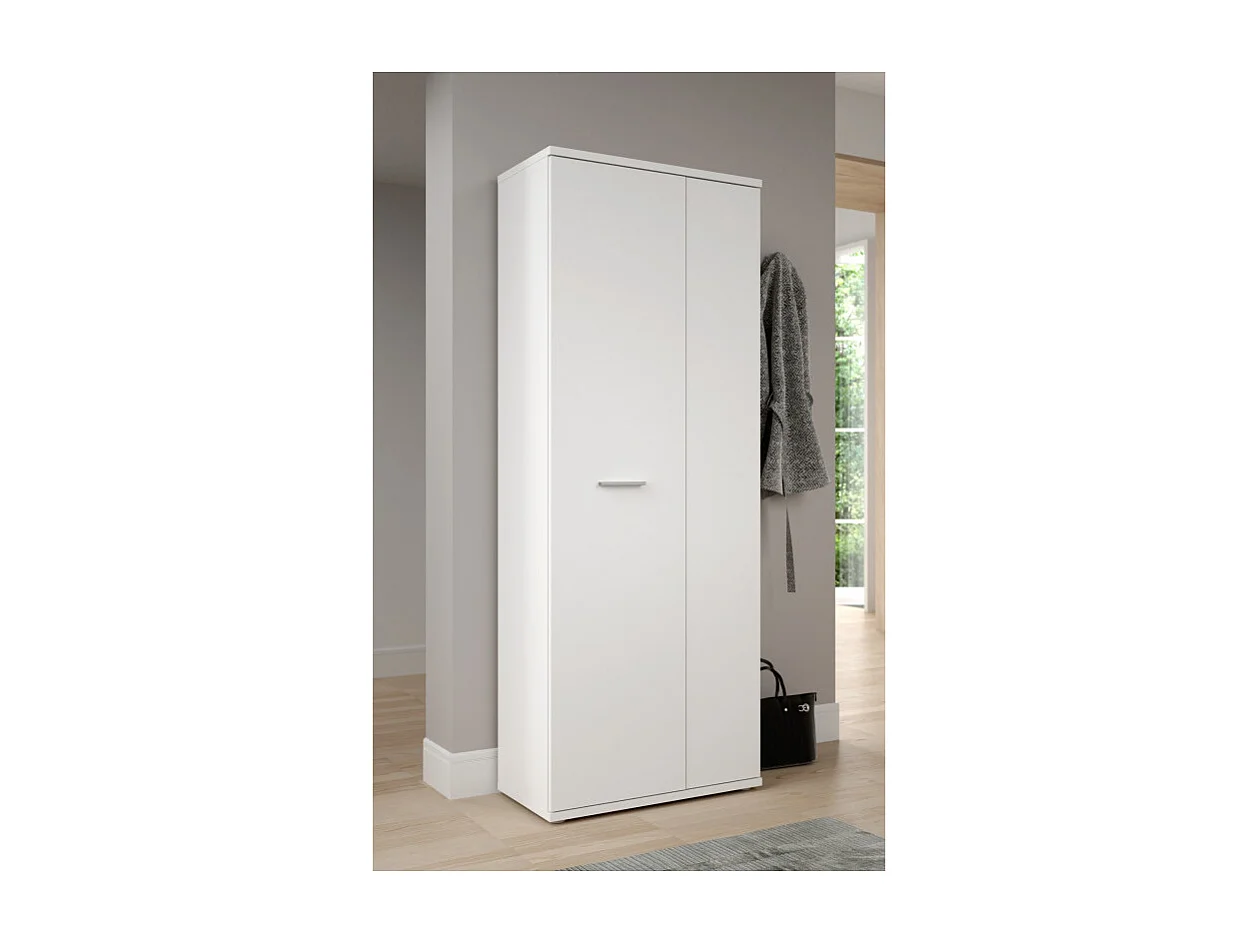 Meuble à chaussure blanc 2 portes 5 tablettes - CLASS