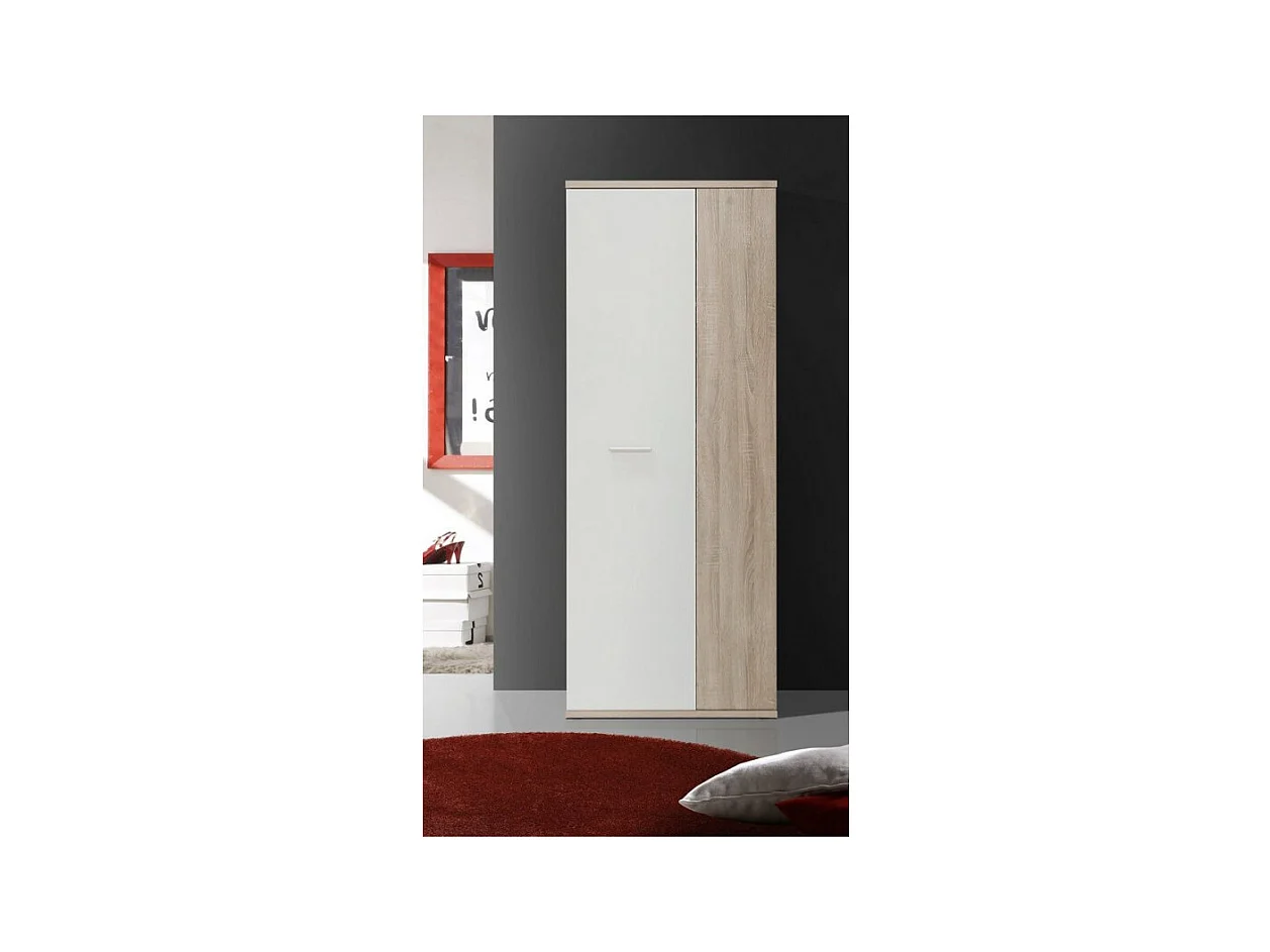 Meuble à chaussure 2 portes blanc décor bois vieilli - CLASS