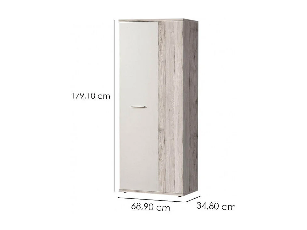 Meuble à chaussure 2 portes blanc décor bois vieilli - CLASS