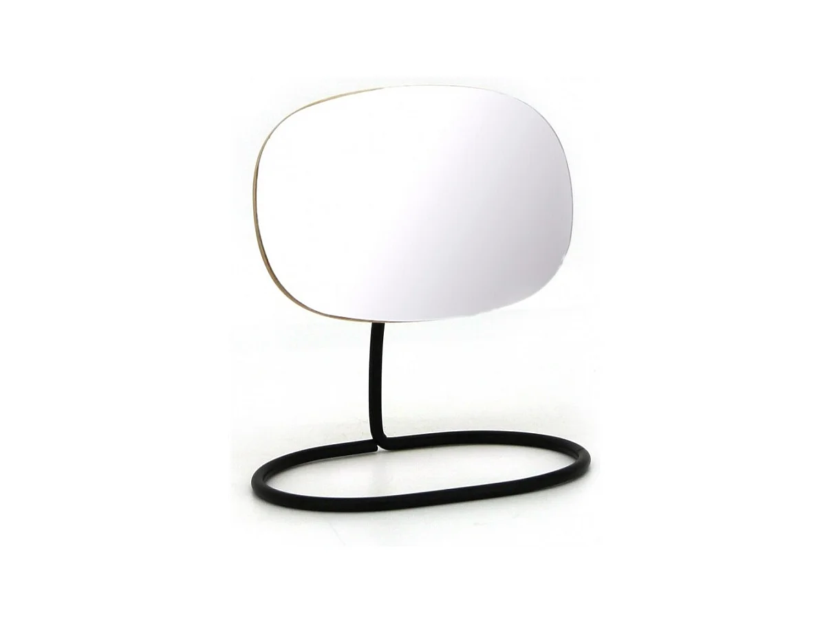 Miroir à poser pivotant et détachable en bois et métal noir - ZOOM