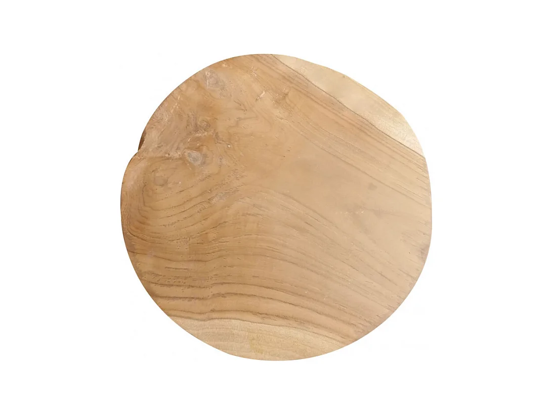 Tabouret en bois de teck plateau rond et piètement racine - DAPHNE 02