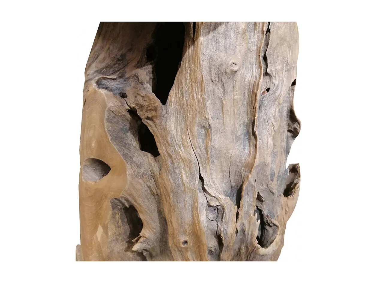 Tabouret en bois de teck plateau rond et piètement racine - DAPHNE 02