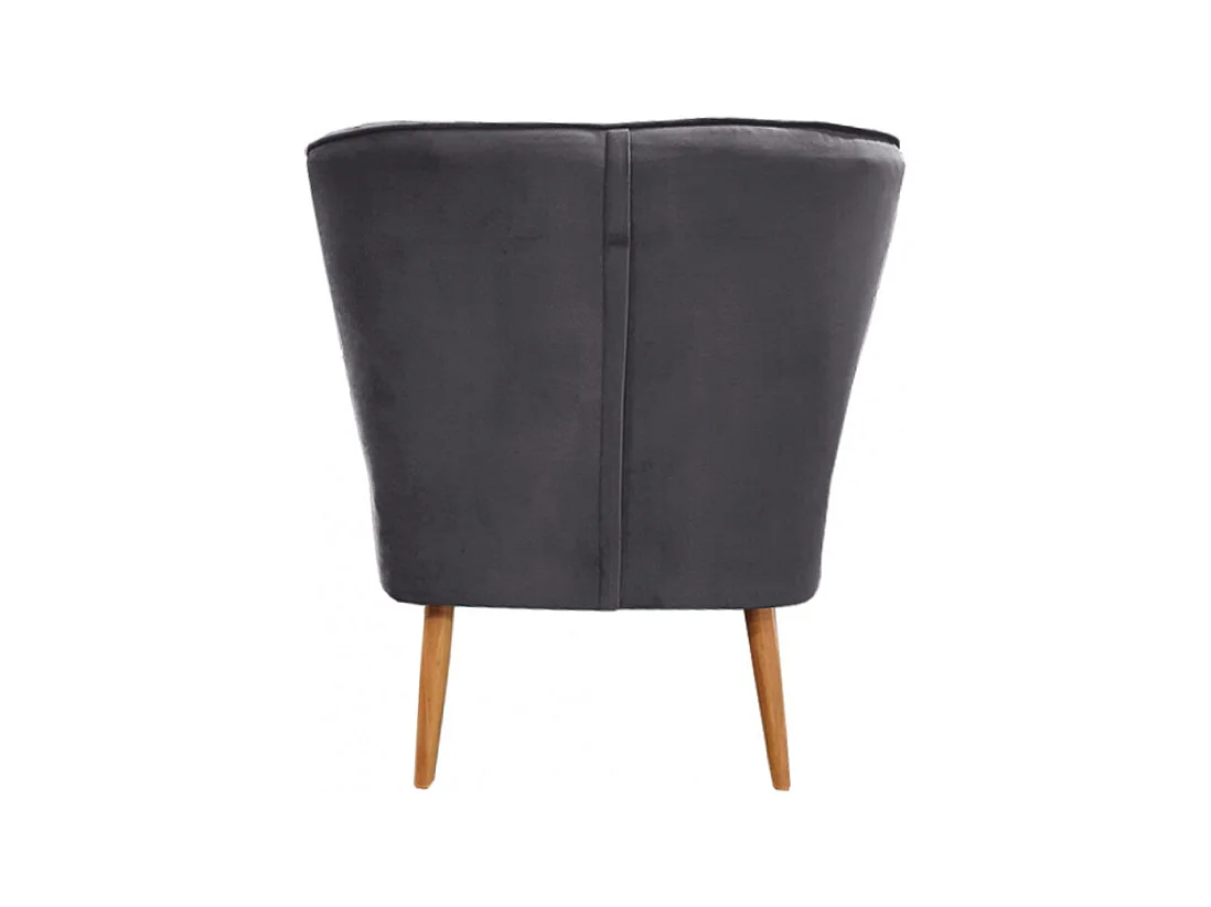 Petit fauteuil bas en velours gris style crapaud - KARLA