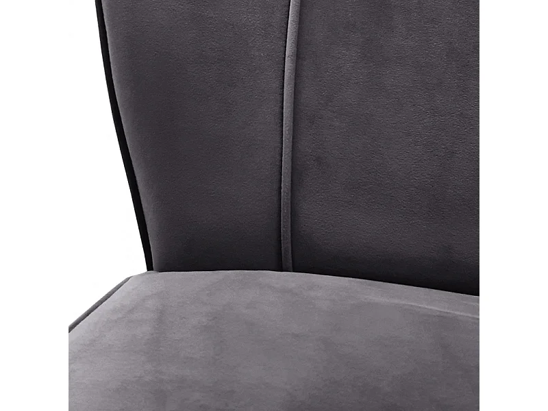 Petit fauteuil bas en velours gris style crapaud - KARLA