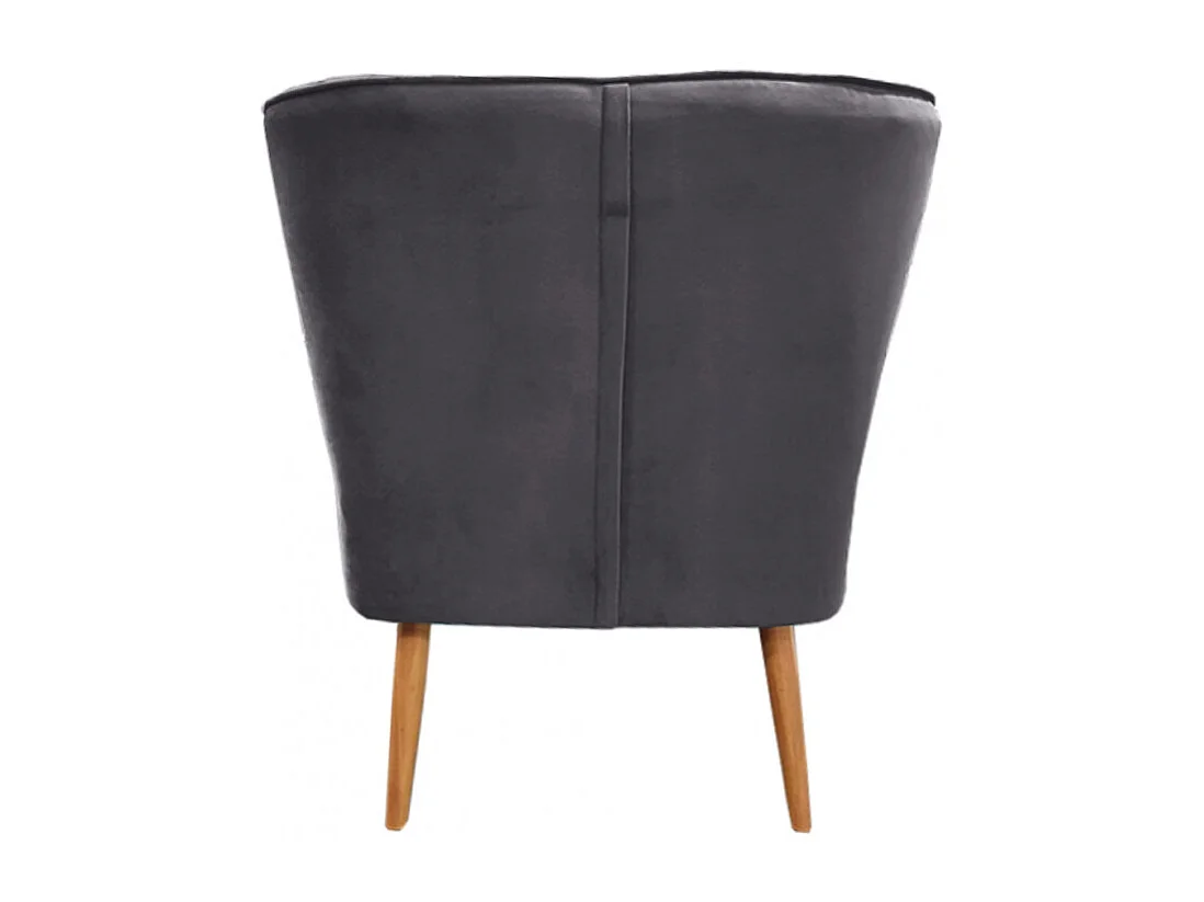 Petit fauteuil bas en velours gris style crapaud - KARLA