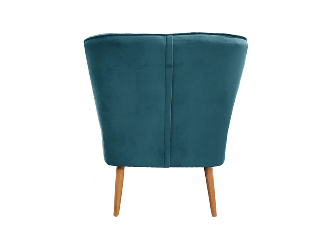 Petit fauteuil bas en velours bleu style crapaud - KARLA