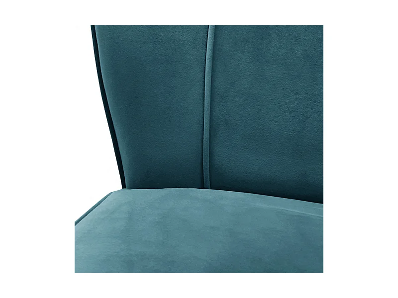 Petit fauteuil bas en velours bleu style crapaud - KARLA