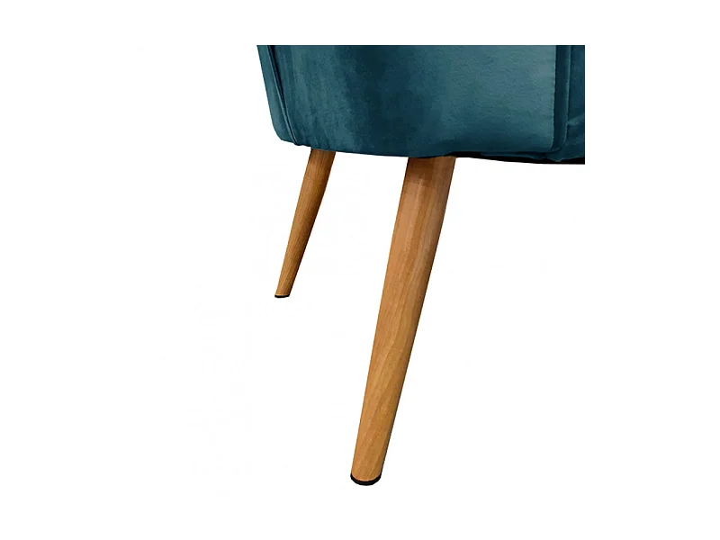 Petit fauteuil bas en velours bleu style crapaud - KARLA