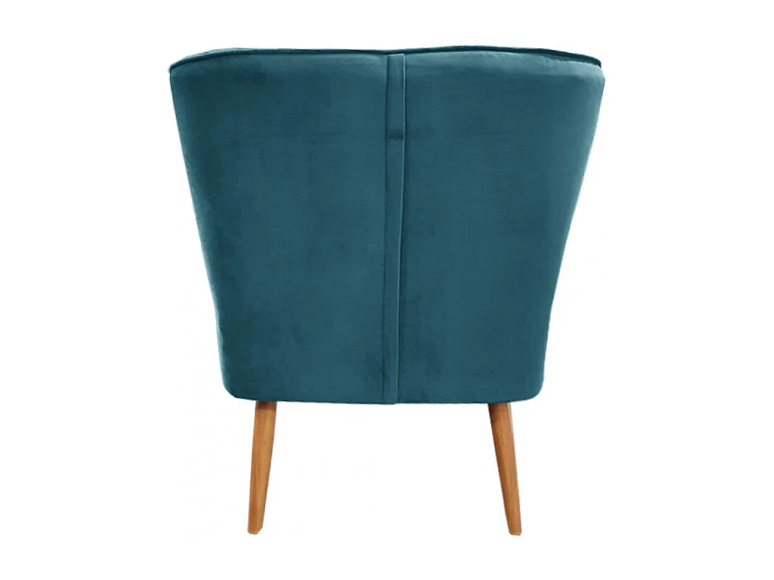 Petit fauteuil bas en velours bleu style crapaud - KARLA
