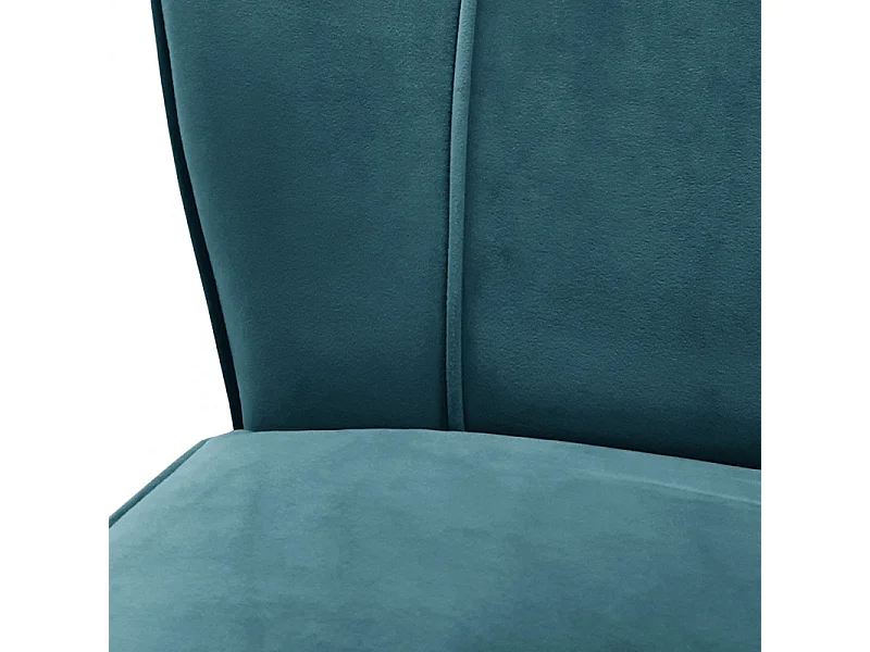Petit fauteuil bas en velours bleu style crapaud - KARLA
