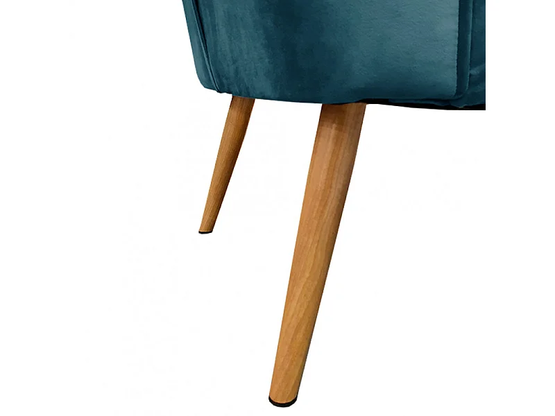 Petit fauteuil bas en velours bleu style crapaud - KARLA