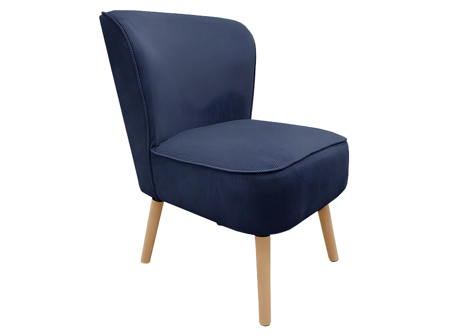 Petit fauteuil bas velours côtelé bleu inspiration crapaud - NATSU
