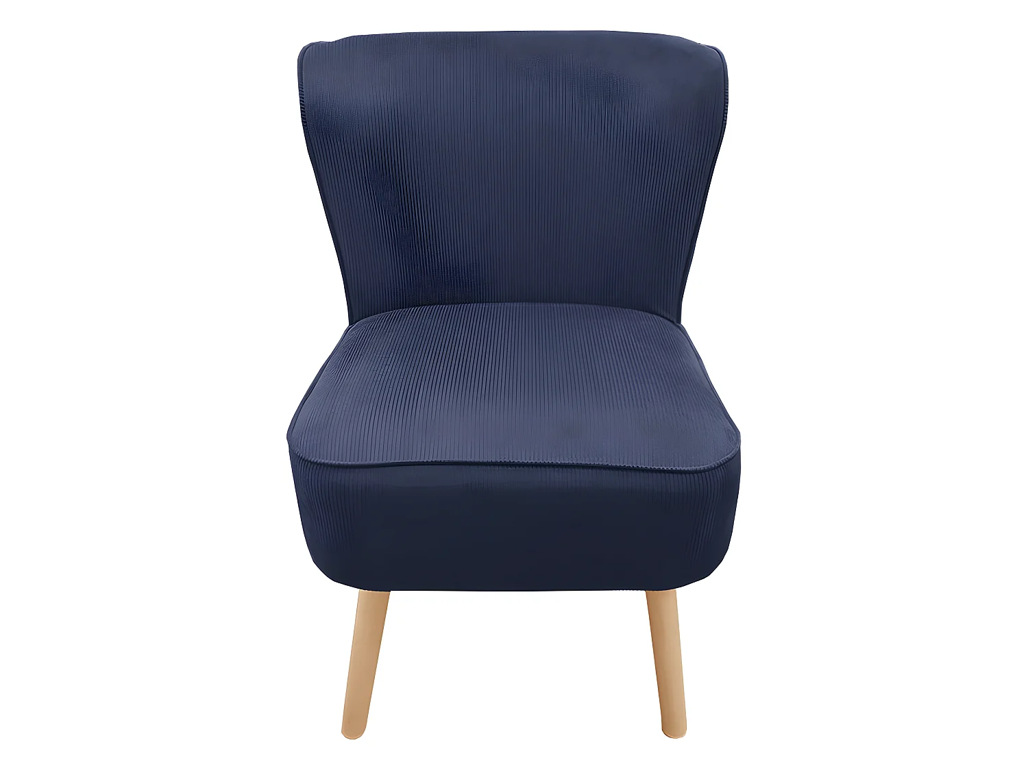 Petit fauteuil bas velours côtelé bleu inspiration crapaud - NATSU