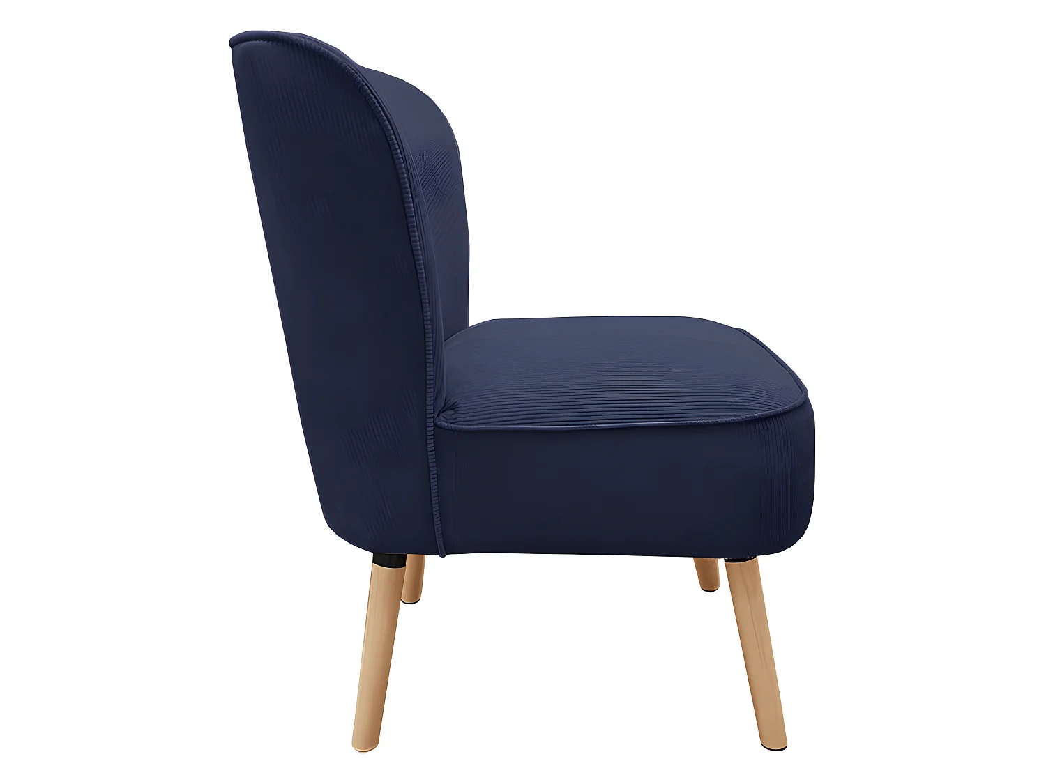 Petit fauteuil bas velours côtelé bleu inspiration crapaud - NATSU