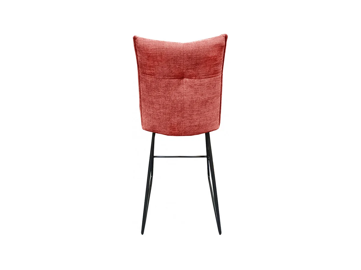 Chaise de bar en tissu rouge avec piètement en métal noir mat - LUCKY