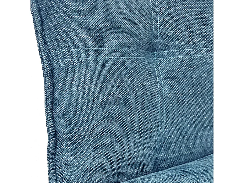 Chaise de bar en tissu bleu avec piètement en métal noir mat - LUCKY