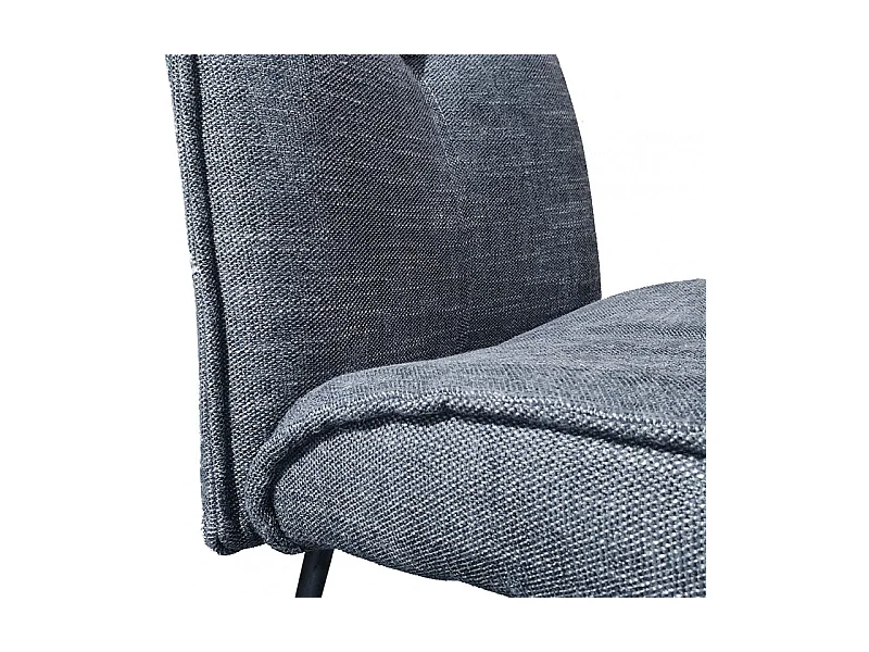 Chaise de bar en tissu gris avec piètement en métal noir mat - LUCKY