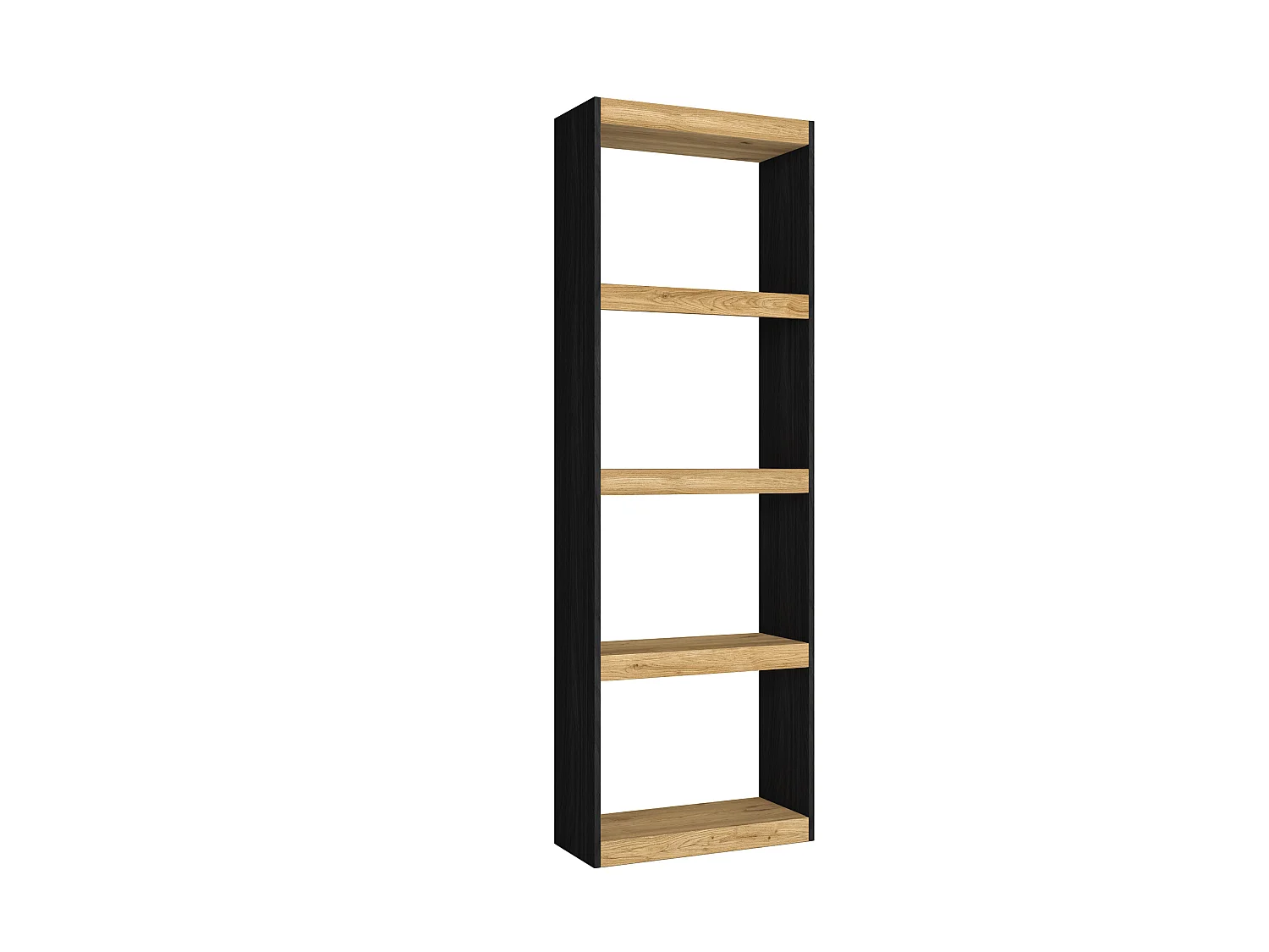 Estantería TOTEM 5 Niveles - Librería - para Salón - Color Negro/Roble 181x60x25 cm