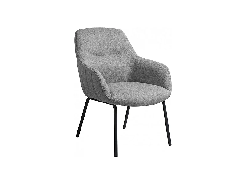 Fauteuil en tissu gris chiné avec pieds en métal noir - MUST