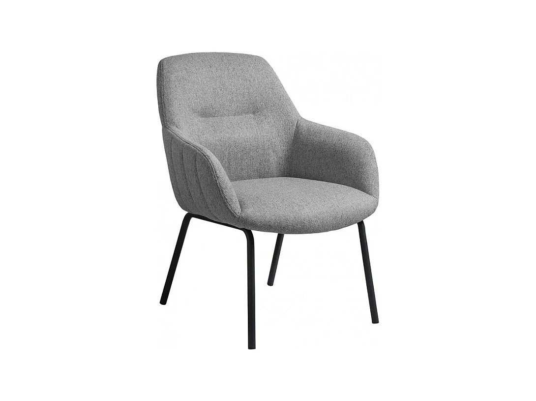 Fauteuil en tissu gris chiné avec pieds en métal noir - MUST