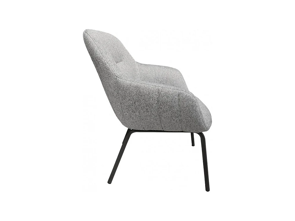 Fauteuil en tissu gris chiné avec pieds en métal noir - MUST