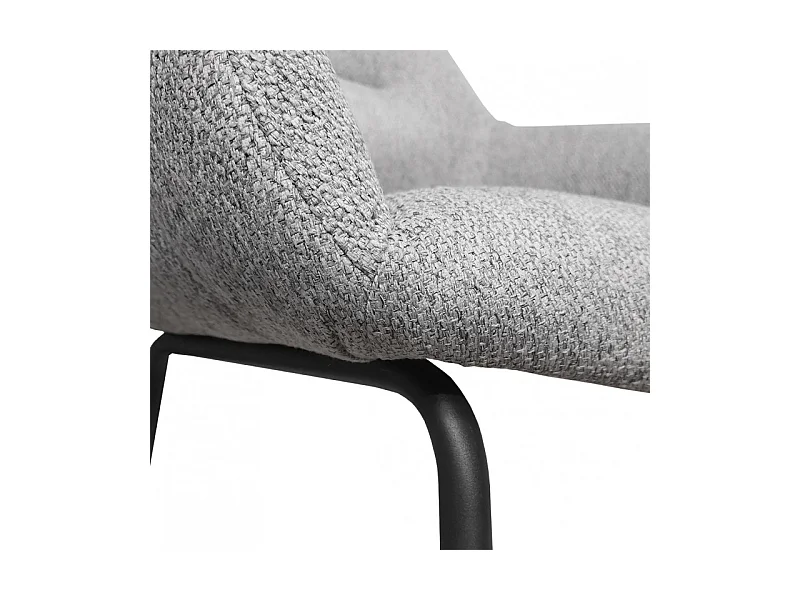 Fauteuil en tissu gris chiné avec pieds en métal noir - MUST