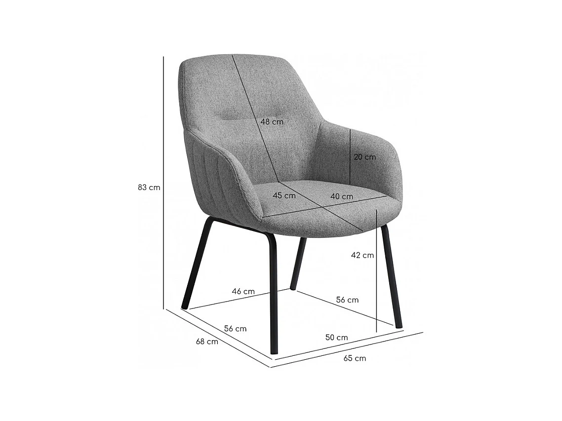Fauteuil en tissu gris chiné avec pieds en métal noir - MUST