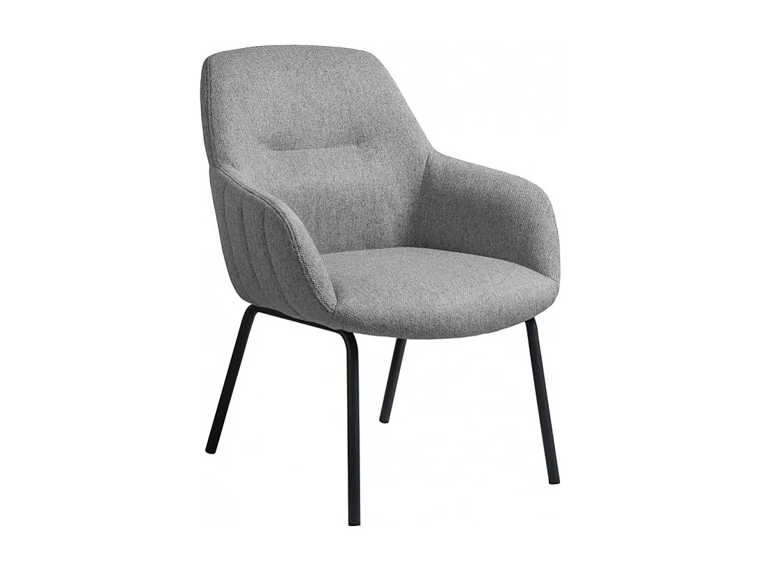 Fauteuil en tissu gris chiné avec pieds en métal noir - MUST