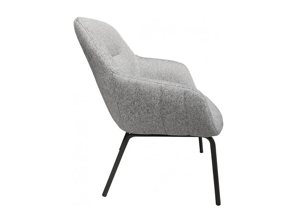 Fauteuil en tissu gris chiné avec pieds en métal noir - MUST