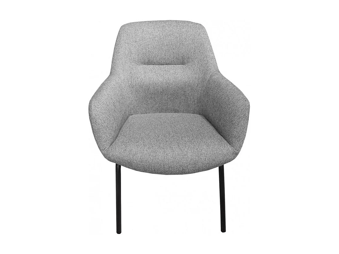 Fauteuil en tissu gris chiné avec pieds en métal noir - MUST
