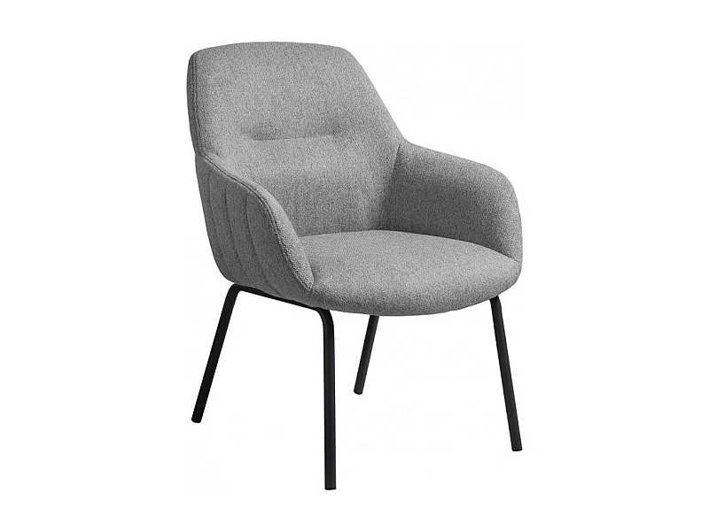Fauteuil en tissu gris chiné avec pieds en métal noir - MUST