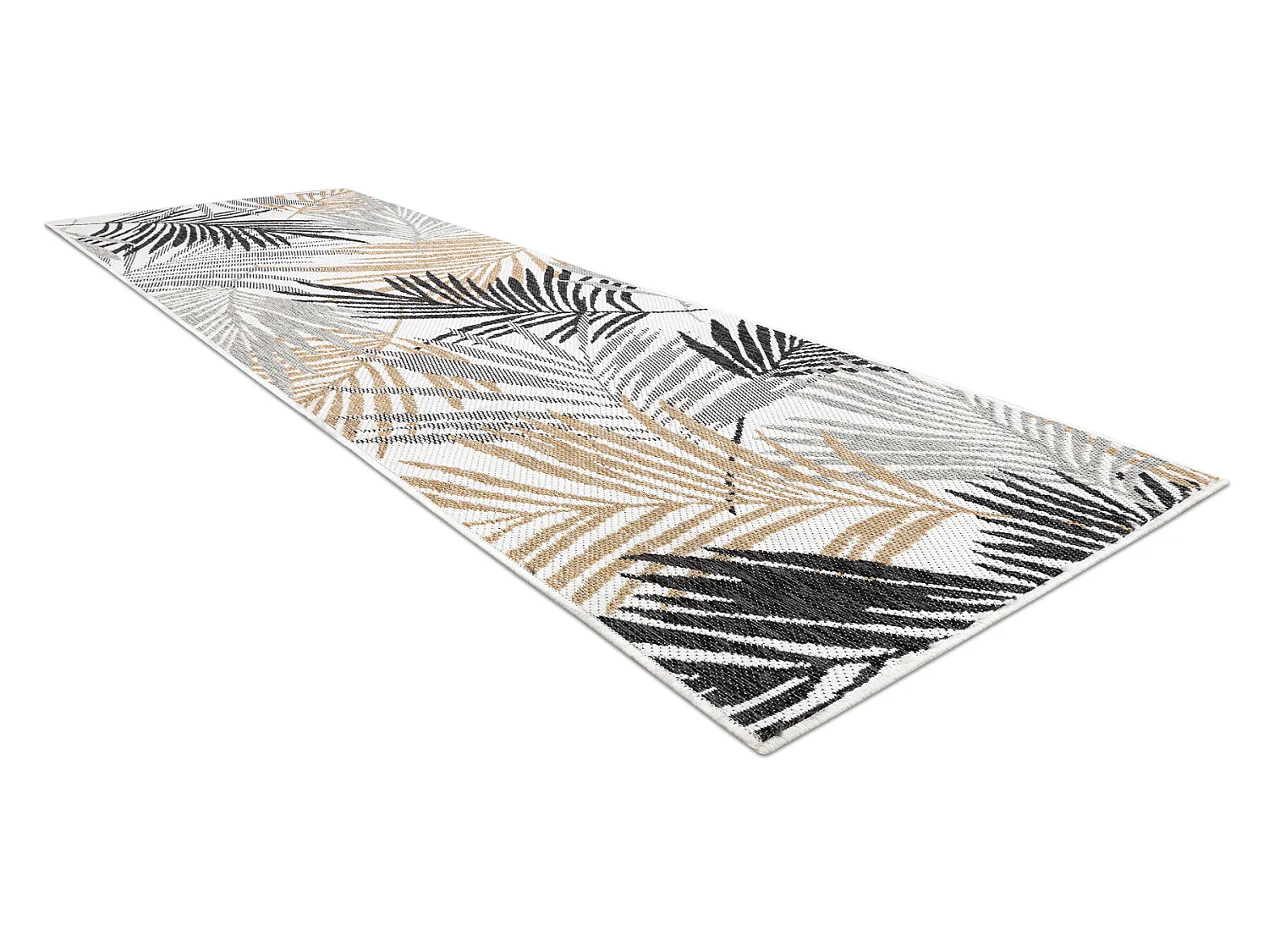 Tapis, tapis de couloir SIZAL COOPER Feuilles 22258 écru / noir 70x250 cm